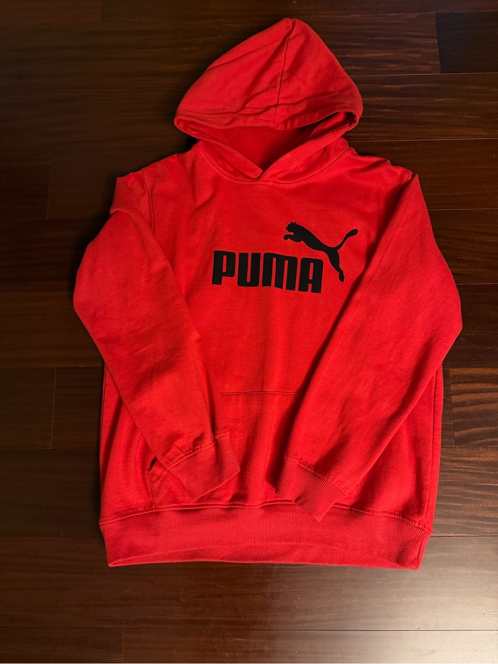 Youth Puma Red Crewneck Hoodie with Black Logo